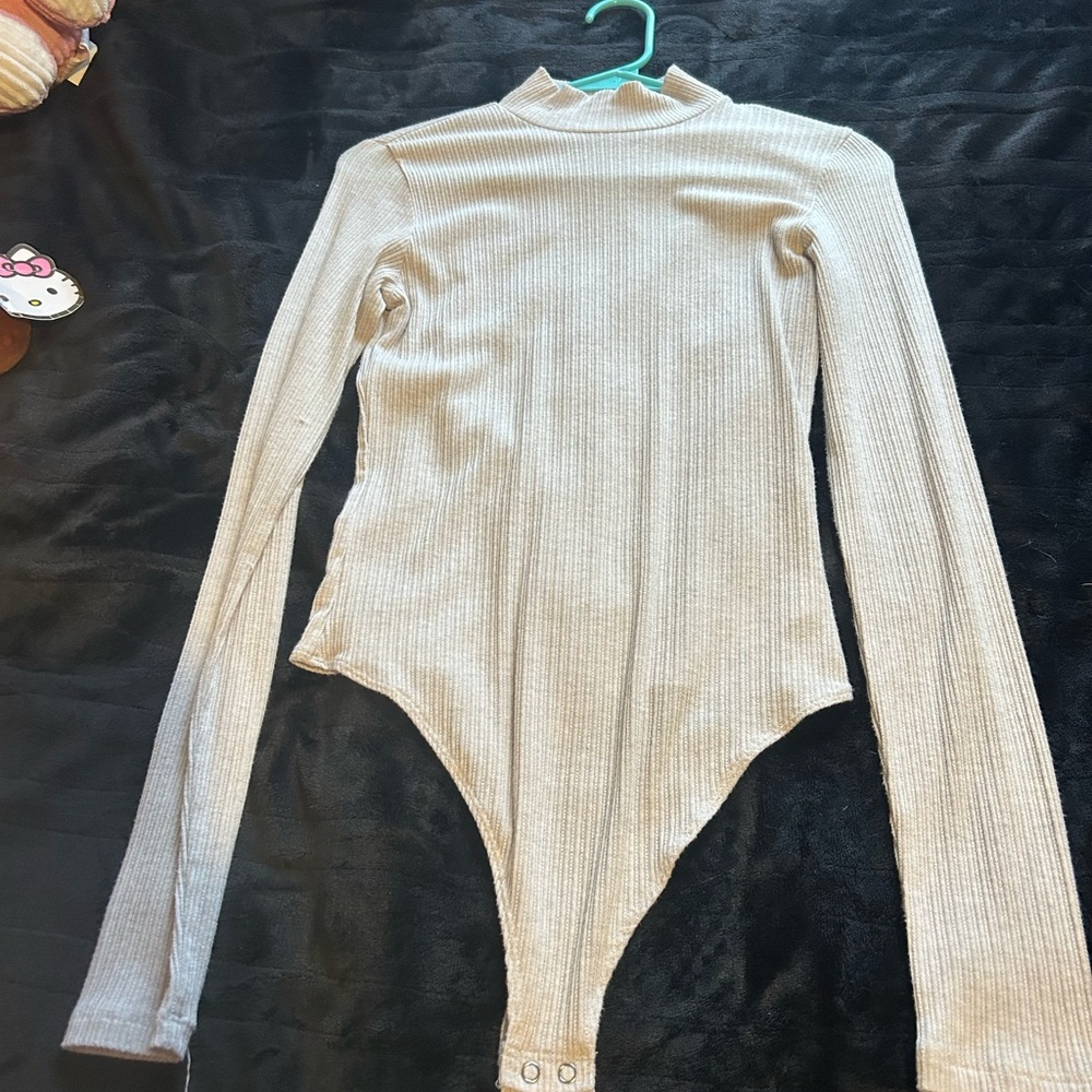 American Eagle Outfitters Cream Ribbed Bodysuit